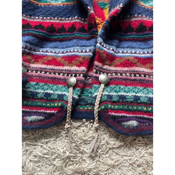 Amazing Vintage Southwestern Navajo Aztec Shetland Wool Cardigan Sweater Casual - Picture 8 of 14